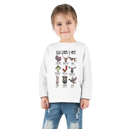 GOD SAYS I AM Toddler Long Sleeve Tee