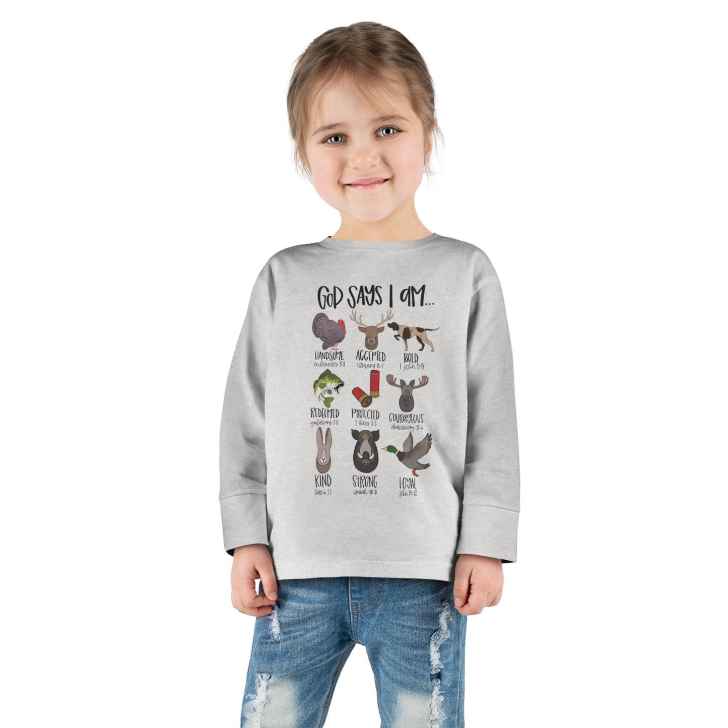 GOD SAYS I AM Toddler Long Sleeve Tee