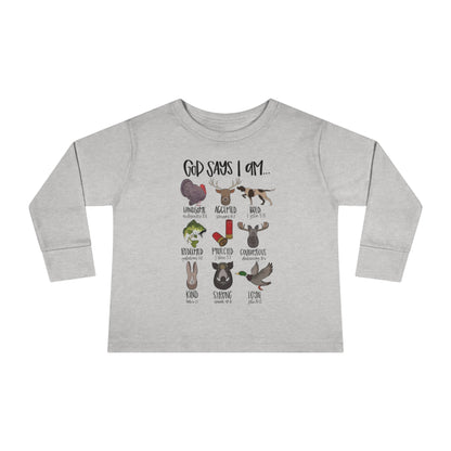 GOD SAYS I AM Toddler Long Sleeve Tee