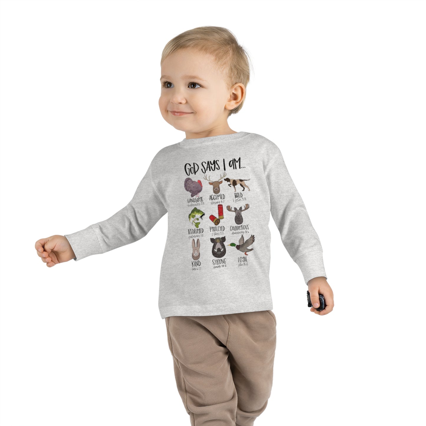 GOD SAYS I AM Toddler Long Sleeve Tee