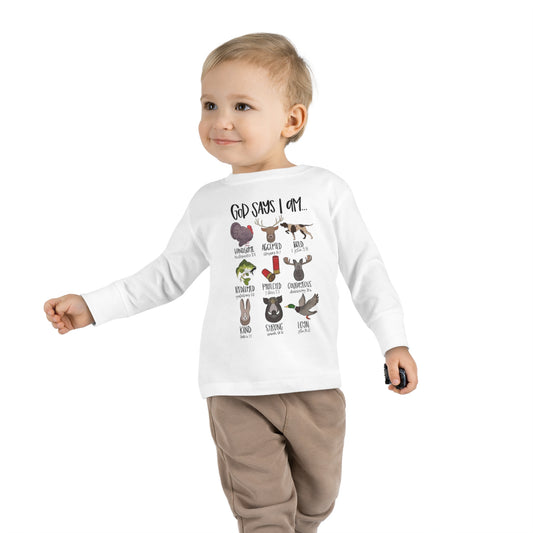 GOD SAYS I AM Toddler Long Sleeve Tee