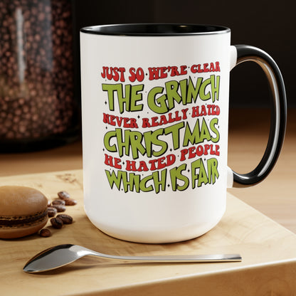 Hate people!! Two-Tone Coffee Mugs, 15oz